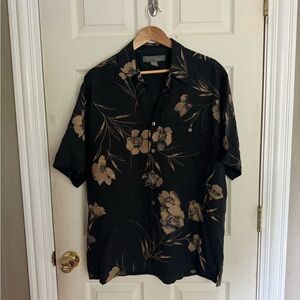 Silk Tori Richard Gold Floral Shirt